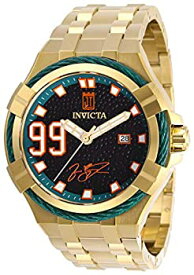【中古】Invicta Men's Jason Taylor Gold-Tone Steel Bracelet & Case Automatic Black Dial Analog Watch 28526