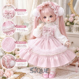 ドール服 人形 衣装 1/3 1/4 1/6ドール用 ブライス用 服装 2点セットロリータワンピース 髪飾り ドレス ヨーロッパ風 甘ロリ クラシカル アウトフィット 長袖 パール レース フリル ボンネ