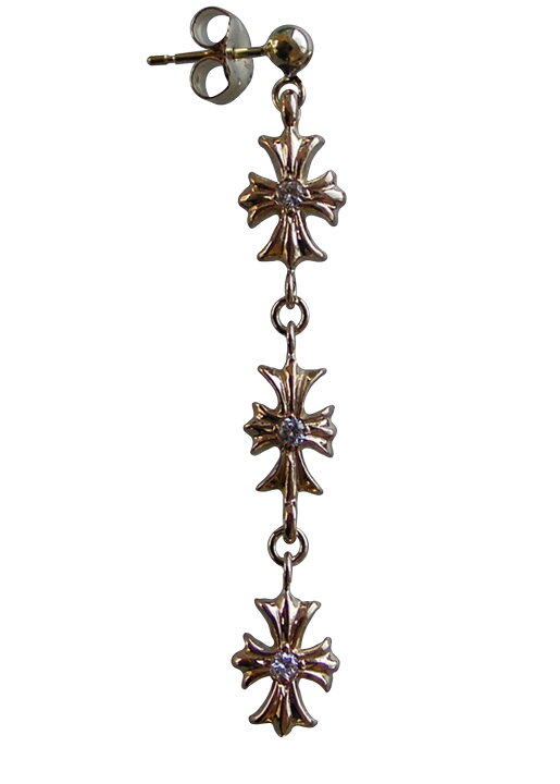 楽天市場】CHROME HEARTS TINY E CROSS DROP 22K EARRING DOUBLE 