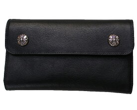 CHROME HEARTS WAVE WALLET BLACK クロムハーツ　ウォレット　ウェーブ・クロス・ボタンズ　ブラックレザー