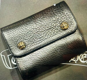 CHROME HEARTS MINI WAVE WALLET CROSS BUTTON �N�����n�[�c�@MINI WAVE�@�E�H���b�g�@�u���b�N���U�[