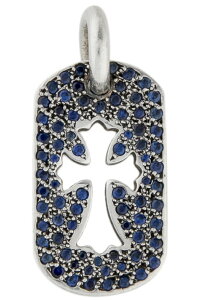 CHROME HEARTS SMALL CH CROSS DOG TAG NECKLACE PAVE SAPPHIRE Nn[c y_g hbO^O X[@CHNX@pFTt@CA