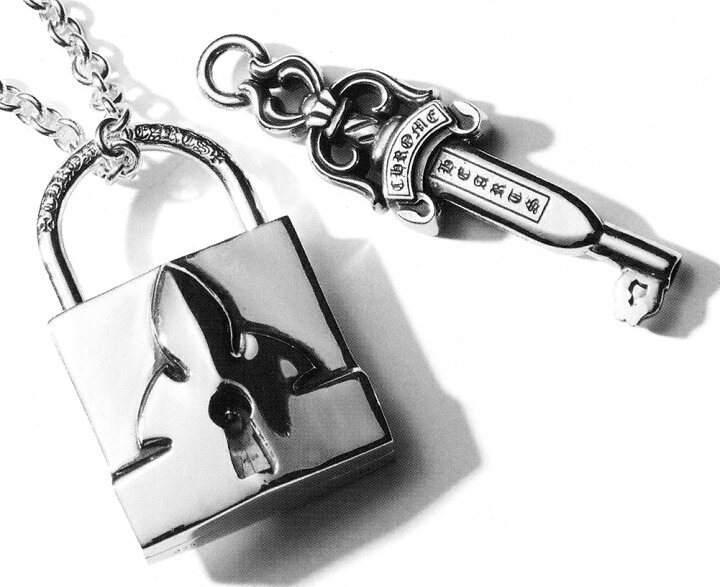 楽天市場】CHROME HEARTS Flerknee Padlock & Dagger Key pendant 
