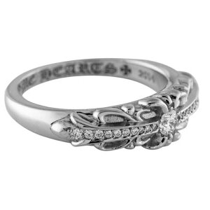 CHROME HEARTS BABY CLASSIC FLORAL CROSS RING PAVE DIAMOND �N�����n�[�c�@�x�r�[�N���V�b�N�@�t���[�����@�����O�@�_�C��