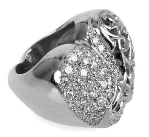 Chrome Hearts Large Heart Ring with Pave Diamonds Nn[c [W@n[gO@pF_Ch