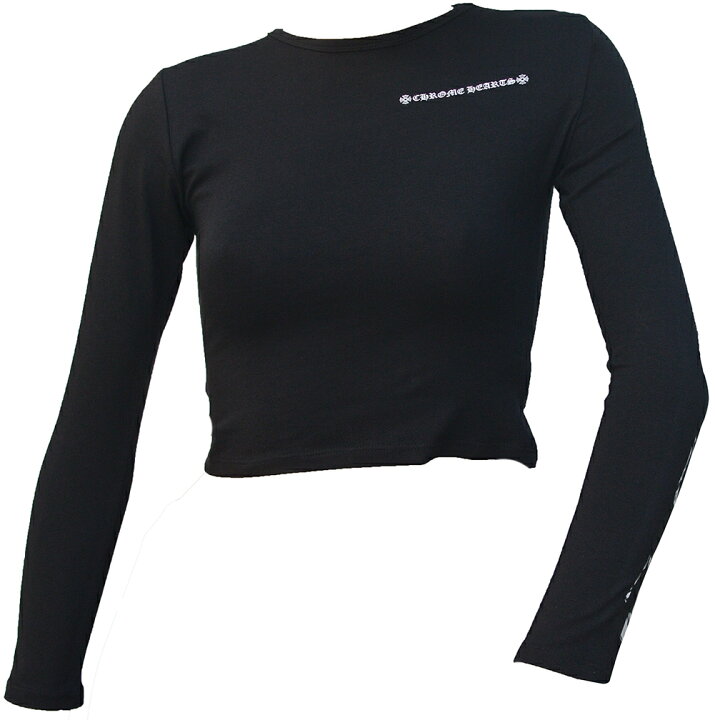 楽天市場】CHROME HEARTS CROP TOP LONG SLEEVE T-SHIRT FLAME BLACK  