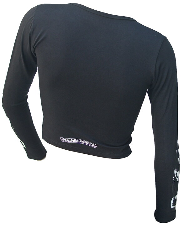 楽天市場】CHROME HEARTS CROP TOP LONG SLEEVE T-SHIRT FLAME BLACK 