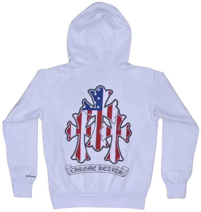 楽天市場】CHROME HEARTS HOODIE ZIP 3 CEMETERY CROSS / USA FLAG  