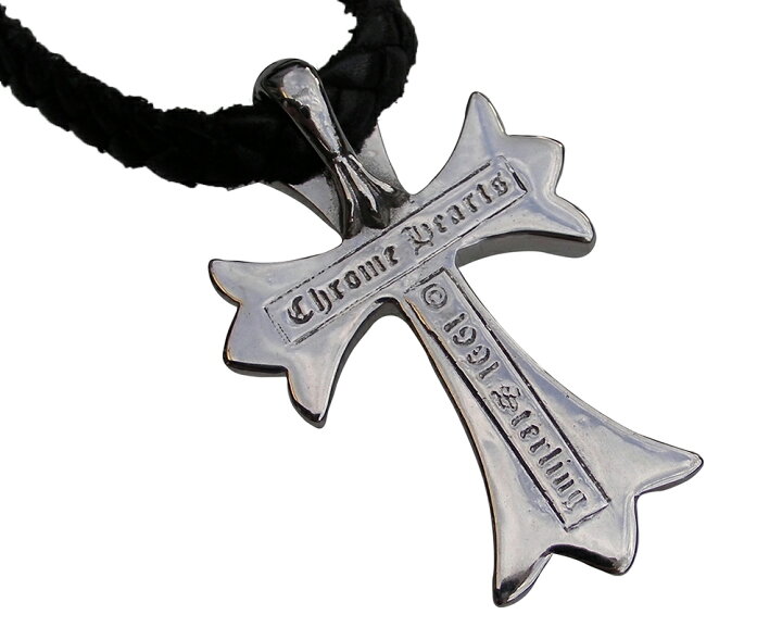 楽天市場】CHROME HEARTS SMALL CROSS PENDANT W/LEATHER BRAID 