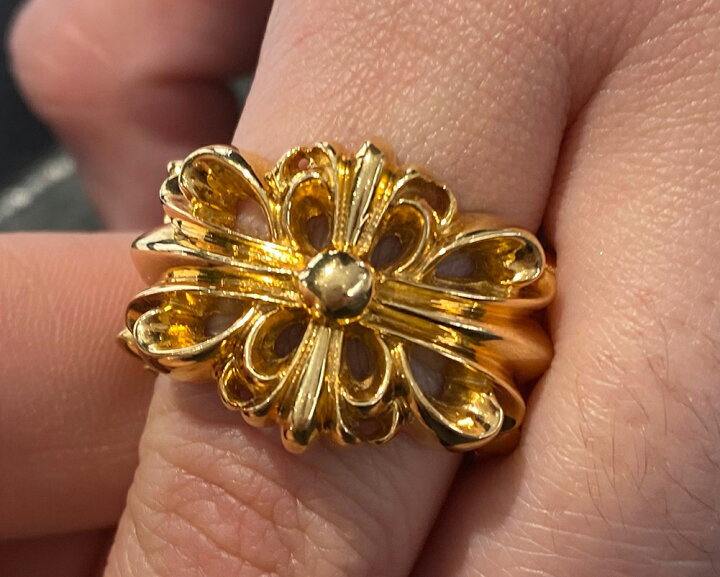 楽天市場】CHROME HEARTS DOUBKE FLORAL CROSS RING 22K SIZE 18  