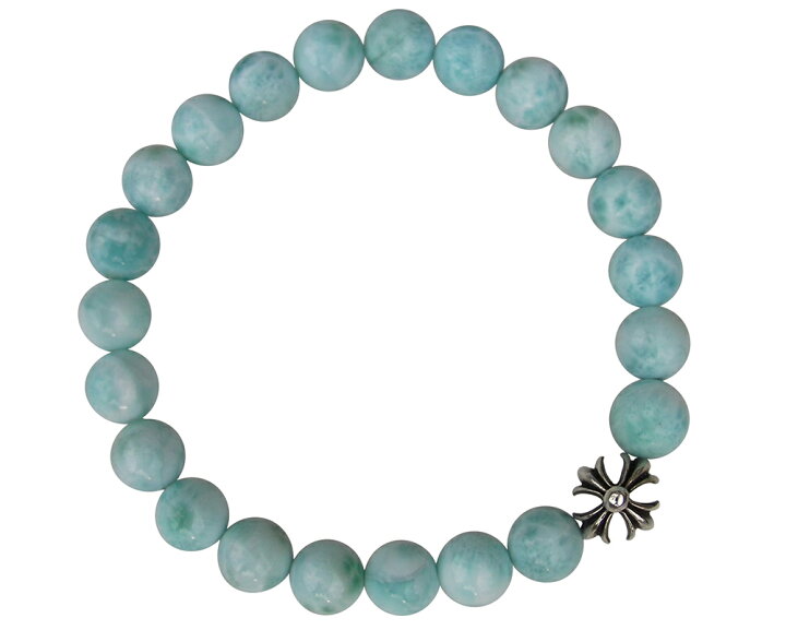 楽天市場】CHROME HEARTS 8MM BLUE LARIMAR & 1 SILVER BEADS BRACELET 