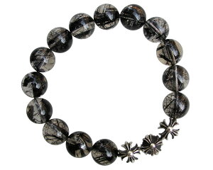 CHROME HEARTS 12mm RUTILATED QUARTZ & 3 SILVER CH BEADS BRACELET Nn[c r[YuXbg@`NI[c Vo[NX{[