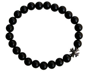 CHROME HEARTS 8MM BLACK TOURMALINE & 1 SILVER BEADS BRACELET Nn[c ubN@r[YuXbg@8MM JbgAEgNX