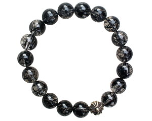 CHROME HEARTS 12mm RUTILATED QUARTZ & 1 SILVER BEADS BRACELET �N�����n�[�c �r�[�Y�u���X���b�g�@���`���N�I�[�c �V���o�[�N���X�{�[��