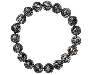 CHROME HEARTS 9MM RUTILATED QUARTZ & 1 SILVER BEADS BRACELET Nn[c r[YuXbg@9mm `NI[c@r[Y