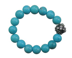 CHROME HEARTS 4MM TURQUOISE BEADS RING W/CROSS BALL�N�����n�[�c�@�r�[�Y�����O�@�^�[�R�C�Y �V���o�[�N���X�{�[�� �w��
