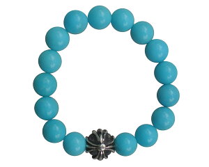 CHROME HEARTS 4MM TURQUOISE BEADS RING W/CROSS BALLNn[c@r[YO@^[RCY Vo[NX{[ w