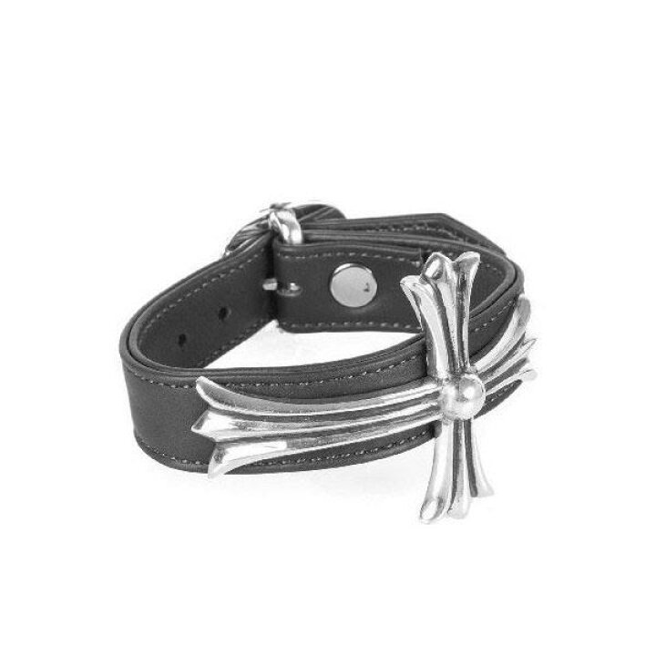 楽天市場】CHROME HEARTS BENT CH CROSS BRACELET ON LEATHER クロム 