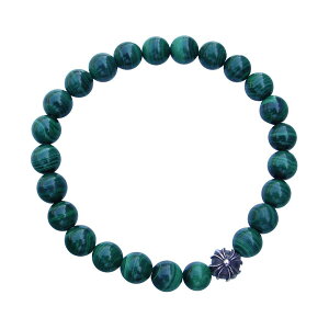 CHROME HEARTS 8MM MALACHITE & 1 SILVER BEADS BRACELET Nn[c }JCgr[Y uXbg@8MM