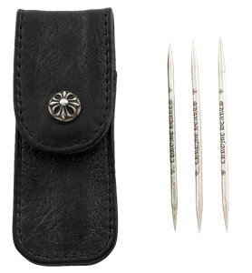 CHROME HEARTS 3 SILVER TOOTHPICKS W/LEATHER CASENn[c@Vo[k}@U[P[Xt