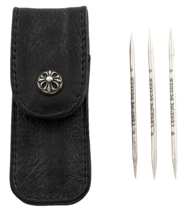 楽天市場】CHROME HEARTS 3 SILVER TOOTHPICKS W/LEATHER CASEクロム 
