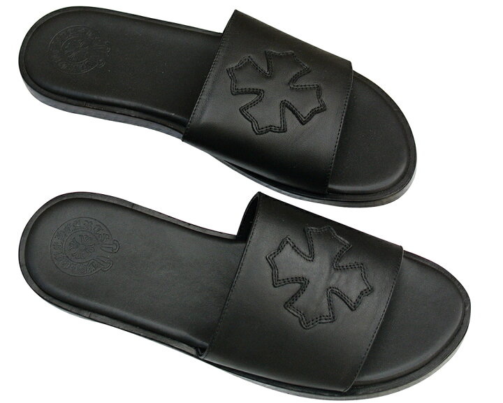 楽天市場】CHROME HEARTS LEATHER SANDALS CH SLIDE BLACK シューズ 