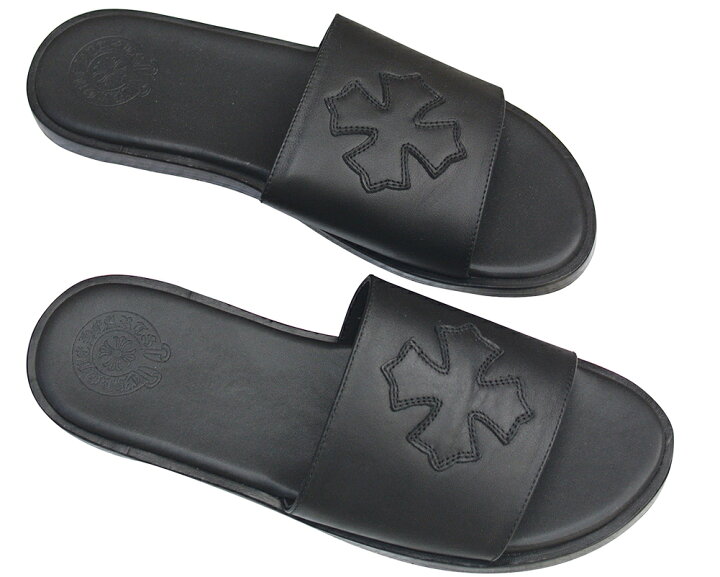 楽天市場】CHROME HEARTS LEATHER SANDALS CH SLIDE BLACK シューズ  