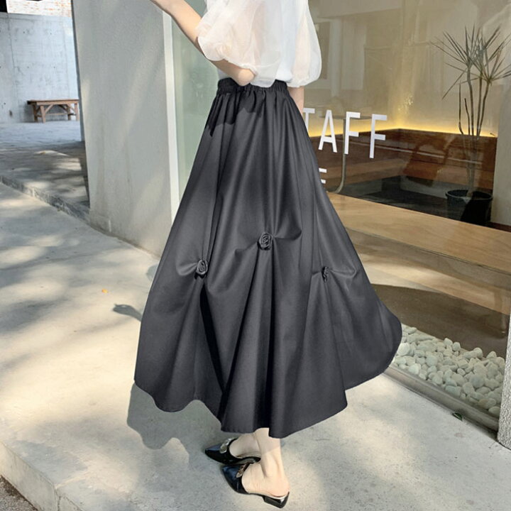 楽天市場】薔薇 モチーフ ロング スカート ボトムス ミモレ フラワー 