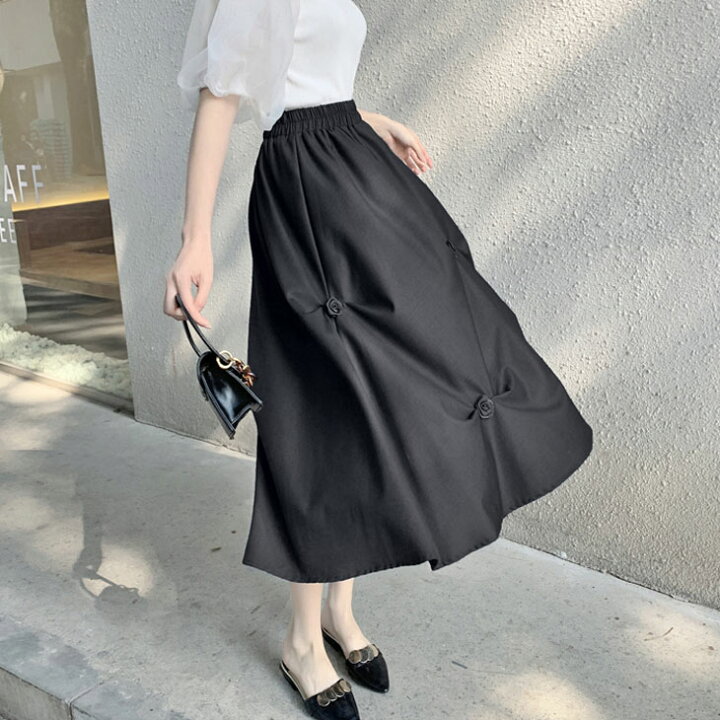 楽天市場】薔薇 モチーフ ロング スカート ボトムス ミモレ フラワー 