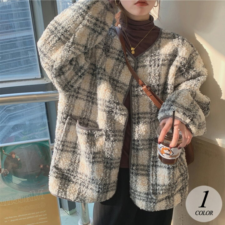 値下げ‼︎‼︎GASA Qué? チェック織ボアブルゾン レディース  