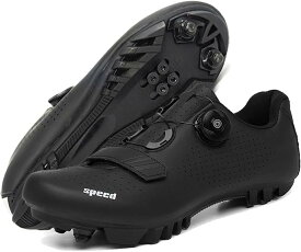 メンズバイクシューズ SPD-SL/SPD対応シューズ ロードバイク MTBサイクリング靴 ビンディングシューズ 結ばない靴紐 ベルクロ 滑りにく