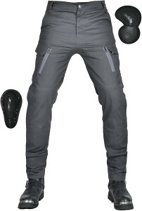 バイクパンツ メンズ ライディングパンツ プロテクター付き カーゴパンツ ライダースパンツ 春夏秋冬 バイクウェア パンツ バイク用ズボン 伸縮性 レーシングパンツ 耐磨 グレー