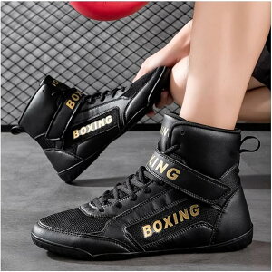 ボクシングシューズ メンズレスリングシューズ、 ユースキックボクシングスパーリング ボクシングトレーナーシューズ 通気性 ボクシングブーツ