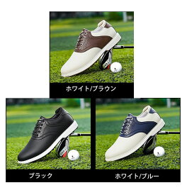 ゴルフシューズ ゴルフ ウォーキングシューズ プロゴルフスニーカー レザー 滑り止め 防水 練習靴 男女兼用 24.5cm-28.0cm