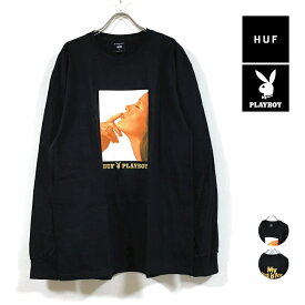 HUF ハフ × PLAYBOY プレイボーイ コラボ LUST FOR LIFE 長袖 Tシャツ メンズ 【 送料無料 】 hufworldwide ロングスリーブ ロンt ストリート系 ファッション ブランド カジュアル スケーター スケート スケートボード 黒 ブラック M L XL