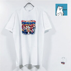 【 アウトレット 】 RIP N DIP リップンディップ LOONEY GANG Tシャツ 半袖 メンズ 【 送料無料 】 ripndip プリント 猫 ねこ ネコ cat ショートスリーブ ストリート系 ブランド ファッション スケート スケボー 綿 コットン 白 ホワイト M L XL