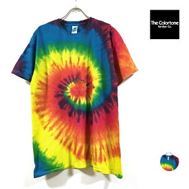 The Colortone カラートーン tie dye tee タイダイ染め 半袖 Tシャツ メンズ 【 送料無料 】 5.3オンス 総柄 ショートスリーブ ストリート系 カジュアル ファッション レインボー M L XL