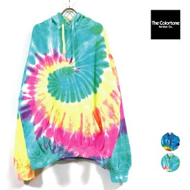 The Colortone カラートーン tie dye hoodie sweat タイダイ染め プルオーバー パーカー 長袖 裏起毛 メンズ 【 送料無料 】 8.5オンス 総柄 ロングスリーブ フード トレーナー アメカジ ストリート系 カジュアル ファッション レインボー M L XL