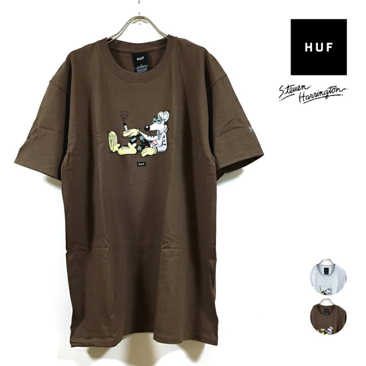 楽天市場 Huf ハフ Steven Harrington スティーブン ハリントン コラボ Mouse 半袖 Tシャツ メンズ 送料無料 Hufworldwide イラスト プリント ショートスリーブ Tshirt ストリート系 ファッション ブランド スケーター アパレル スケートボード グレー ブラウン