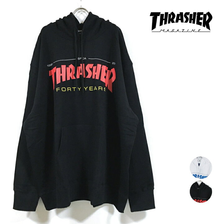 楽天市場 キングサイズ Thrasher スラッシャー パーカー 長袖 裏毛 メンズ 国内規格 送料無料 特大 ビッグサイズ ロゴ プリント ストリート系 スケーター ファッション スケートボード ブランド ビッグパーカー スウェット トレーナー ビッグシルエット 黒 大きい