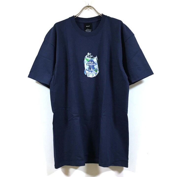 楽天市場 Huf ハフ Pabst Blue Ribbon パブストブルーリボン コラボ Crushed Can 半袖 Tシャツ メンズ 送料無料 Hufworldwide Beer ビール イラスト プリント トップス Tshirt ストリート系 ファッション ブランド スケーター アパレル スケートボード 紺