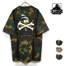 XLARGE エクストララージ SKULL CAMO S/S POCKET 半袖 Tシャツ メンズ 【 送料無料 】 スカル プリント カモ ポケット tshirt ショートスリーブ ストリート系 ワーク ヒップホップ hip hop スケートボード スケーター 迷彩 グリーン ベージュ オリーブ