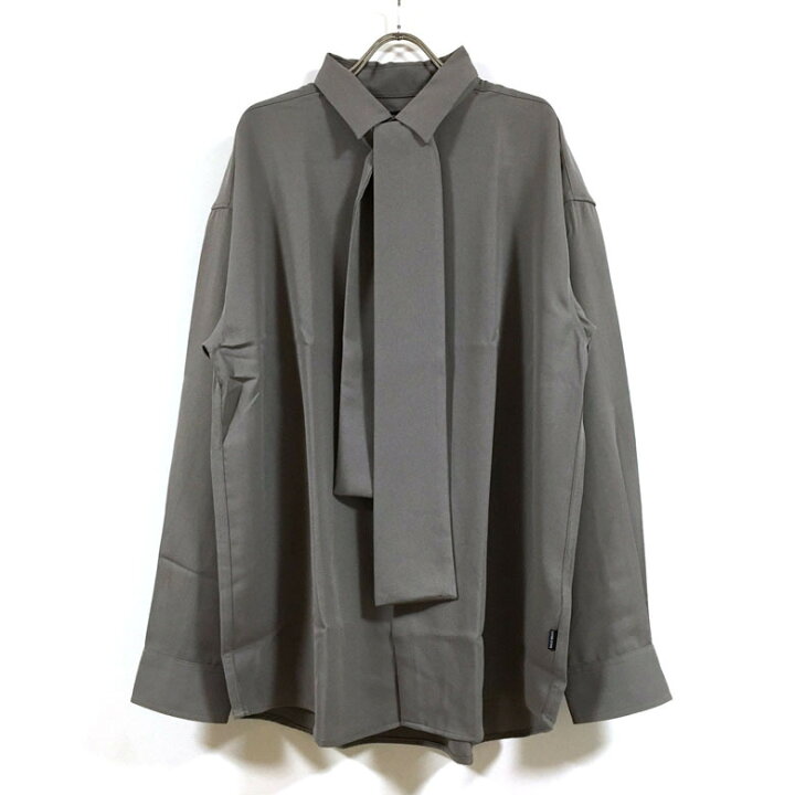 楽天市場 ナチュラル ストレッチ ネクタイ付き 取外し可能 ルーズシルエット 長袖 シャツ メンズ 送料無料 ポリ ボタン レギュラーカラー ロング ビッグシルエット オーバーシャツ モード ストリート系 インナー アウター オーバーサイズ オフホワイト 黒