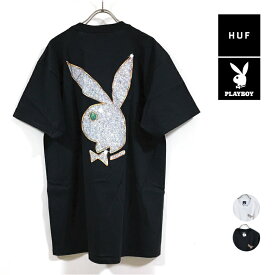 HUF ハフ × PLAYBOY プレイボーイ コラボ VVS LOGO 半袖 Tシャツ メンズ 【 送料無料 】 hufworldwide collaborations ショートスリーブ トップス ストリート系 ファッション スケーター アパレル ブランド 白 ホワイト 黒 ブラック M L XL サイズ