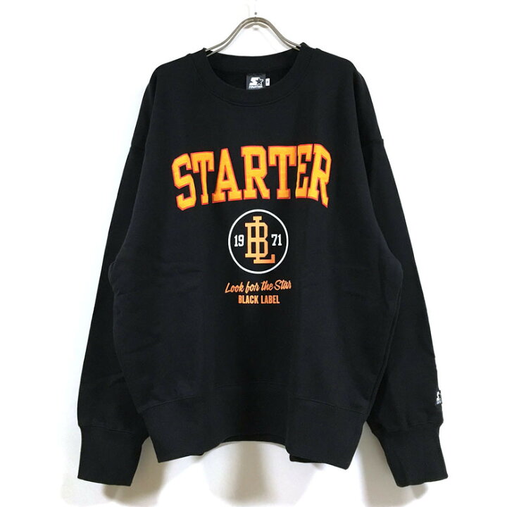 【 アウトレット 】 STARTER BLACK LABEL スターター ブラック レーベル カレッジロゴ ビッグシルエット トレーナー 長袖 裏毛 ST010 メンズ 【 送料無料 】 プリント ビッグスウェット トップス アメカジ ストリート系 スケーター スポーツ ファッション ... XLサイズ カレッジスウェット 黒 ビッグロゴ カレッジロゴ トレーナー