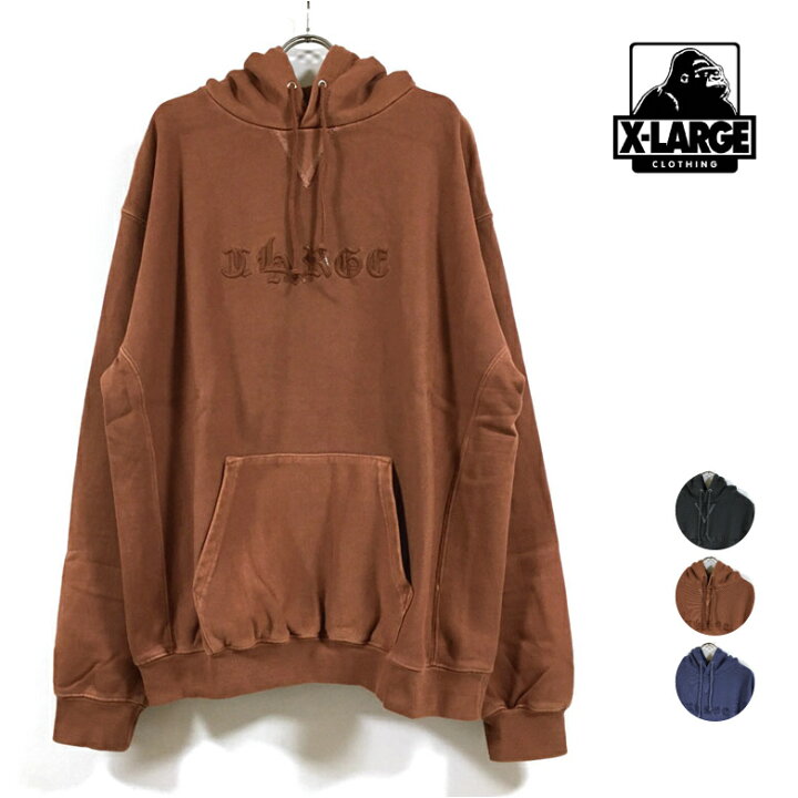 楽天市場 Xlarge エクストララージ Pigment Embossed Pullover Hooded Sweat パーカー 長袖 101 メンズ 送料無料 後染め フロント刺繍 バックエンボスロゴ フード スウェット トレーナー ストリート系 ブランド ワーク ヒップホップ スケーター ファッション 黒