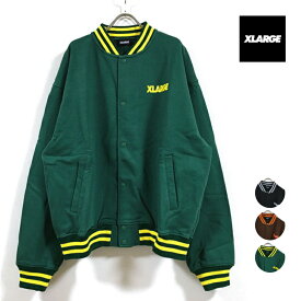 XLARGE エクストララージ SWEAT VARSITY JACKET スウェット ジャケット 長袖 メンズ 【 送料無料 】 リブライン ロゴ プリント スタジャン アウター トップス ストリート系 ワーク ヒップホップ スケーター ファッション 黒 ブラック 茶 ブラウン 緑 グリーン M L XL サイズ