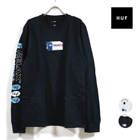 HUF ハフ RELAX 長袖 Tシャツ メンズ 【 送料無料 】 hufworldwide ロンT ロングスリーブ プリント tee ストリート系 ファッション インポート ブランド スケーター スケートボード sk8 アペレル 白 ホワイト white 黒 ブラック black M L USサイズ