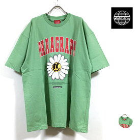 Paragraph パラグラフ Tシャツ 半袖 ユニセックス 【 送料無料 】 made in korea seoul ソウル 韓国 ファッション ブランド ビッグシルエット フラワー プリント トップス ストリート系 street fashion メンズ レディース グリーン フリー オーバーサイズ