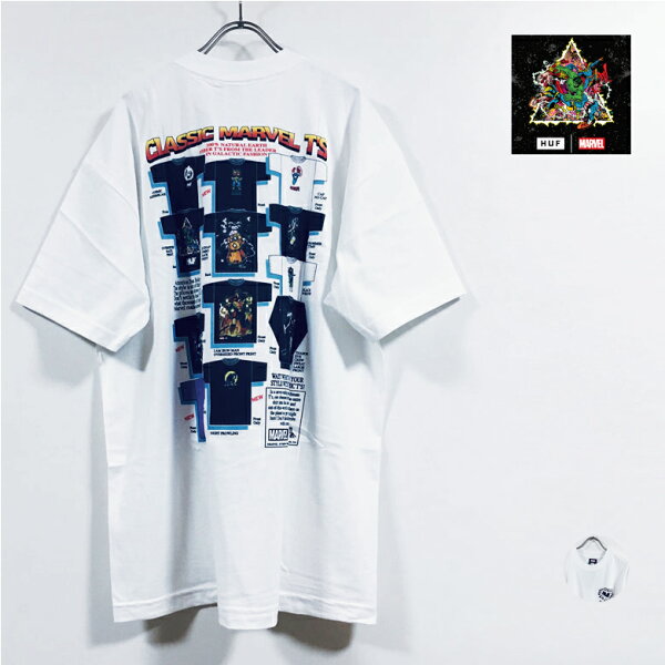 HUF ハフ × AVENGERS アベンジャーズ コラボ GALACTIC TEES 半袖 Tシャツ メンズ 【 送料無料 】 hufworldwide marvel マーベル アメコミ プリント トップス ストリート系 スケーター ファッション スケートボード アパレル 白 ホワイト white M L XL 2XL USサイズ